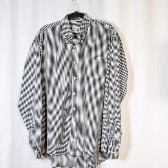 Peter Millar Size XL black/white windowpane check long sleeve button down shirt - Picture 1 of 12